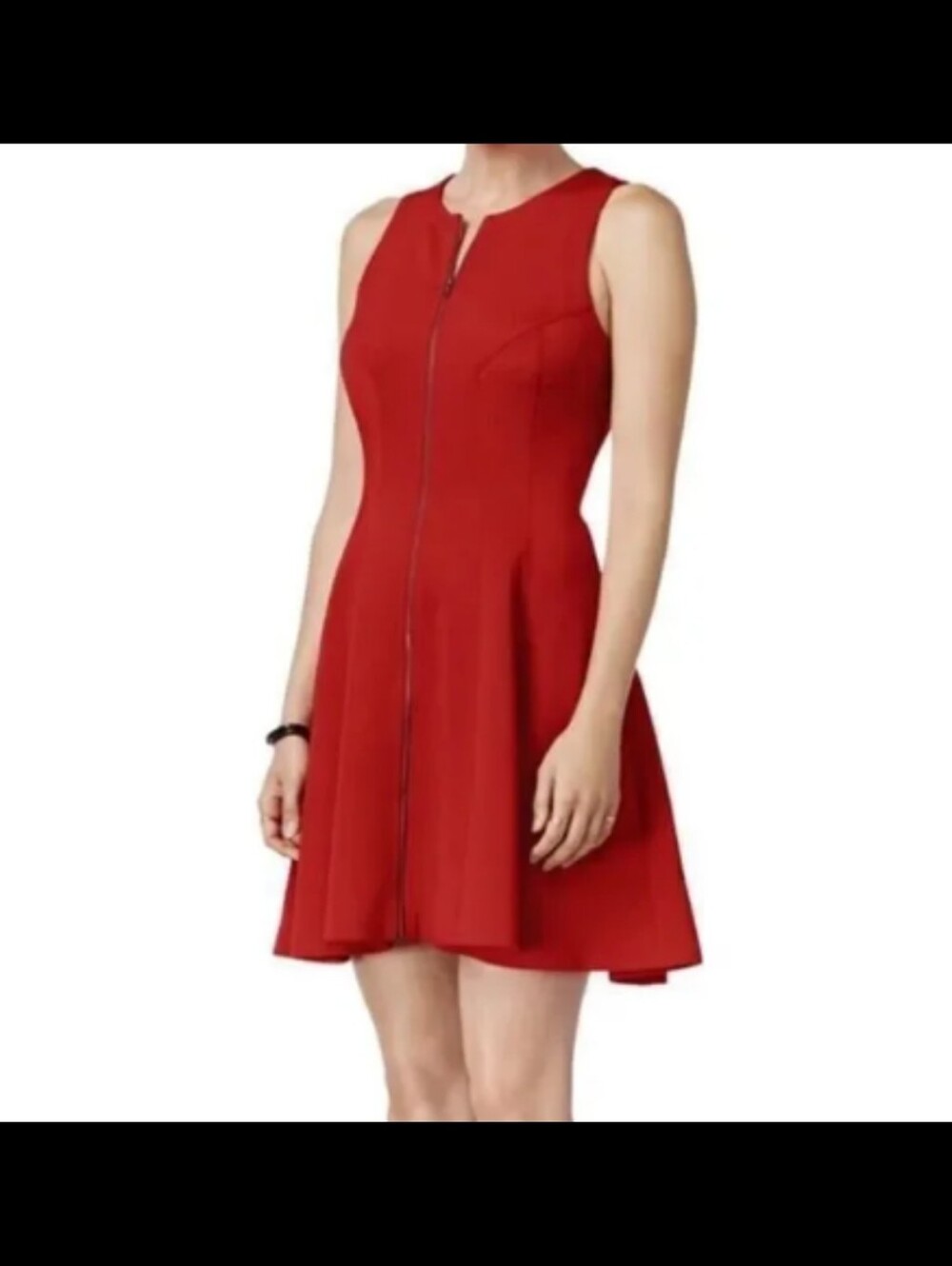 Bar III Red Sleeveless Zip-Front Mini Dress
